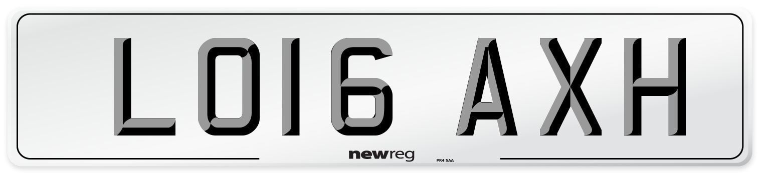 LO16 AXH Number Plate from New Reg